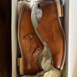 Bar III Men's Brown Double Monk Strap Brogue Oxfords